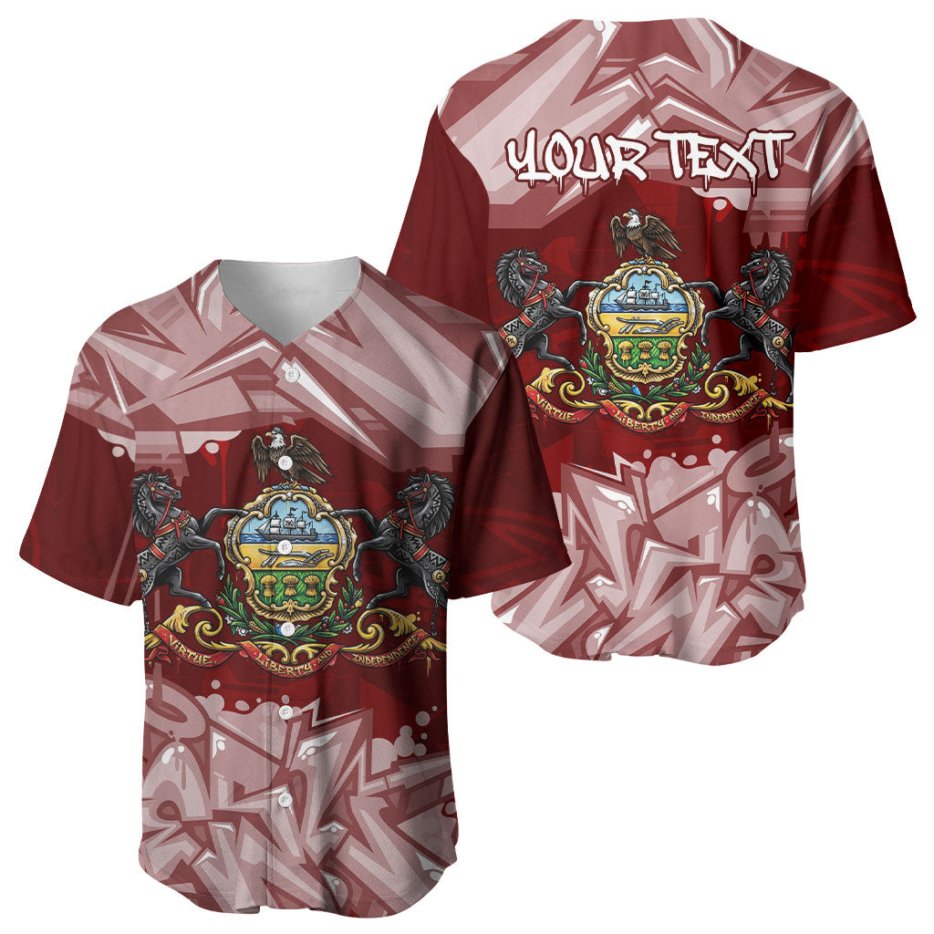 Personalized Pennsylvania Coat Of Arms Baseball Jersey Street Art Graffiti Graphic