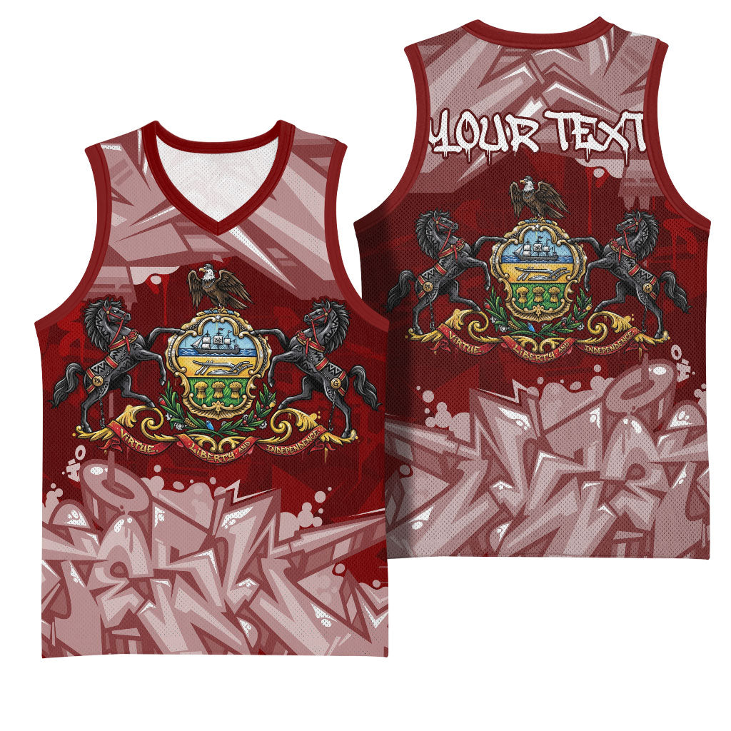 Personalized Pennsylvania Coat Of Arms Basketball Jersey Street Art Graffiti Graphic