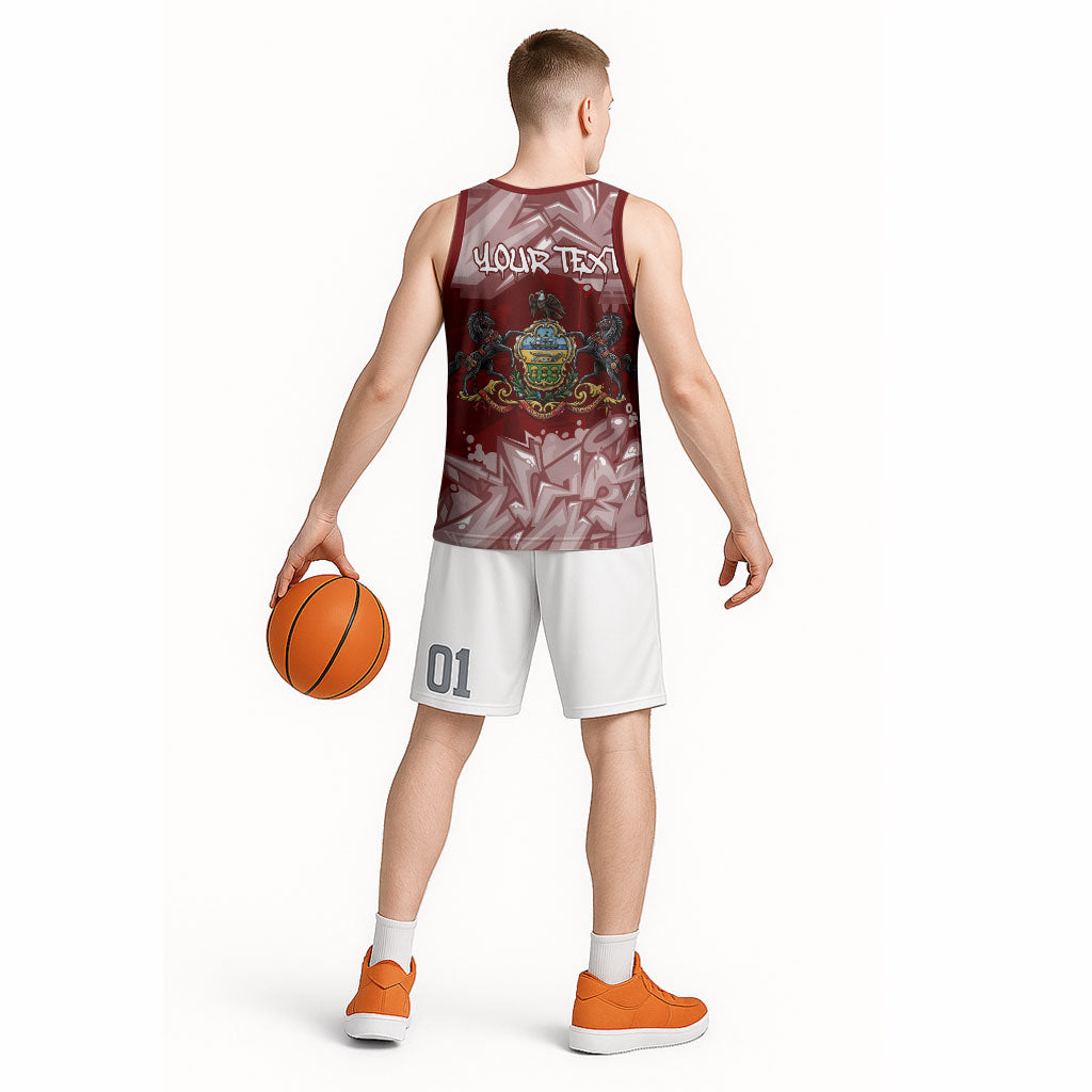 Personalized Pennsylvania Coat Of Arms Basketball Jersey Street Art Graffiti Graphic