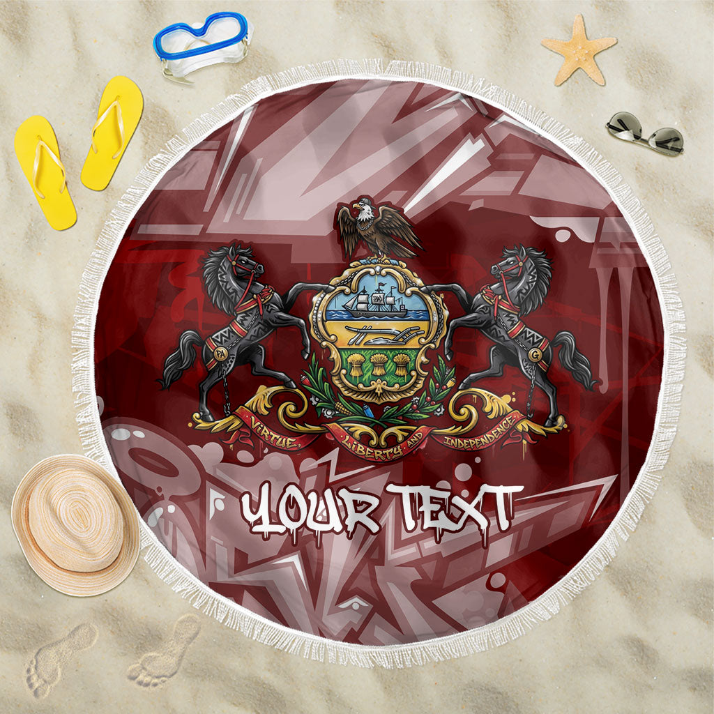 Personalized Pennsylvania Coat Of Arms Beach Blanket Street Art Graffiti Graphic
