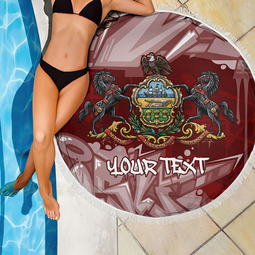 Personalized Pennsylvania Coat Of Arms Beach Blanket Street Art Graffiti Graphic