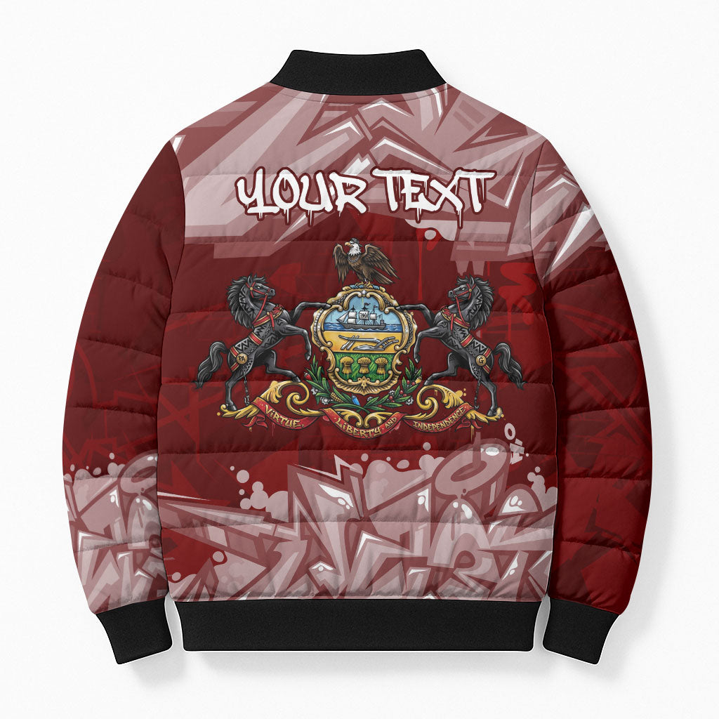 Personalized Pennsylvania Coat Of Arms Bomber Puffer Jacket Street Art Graffiti Graphic