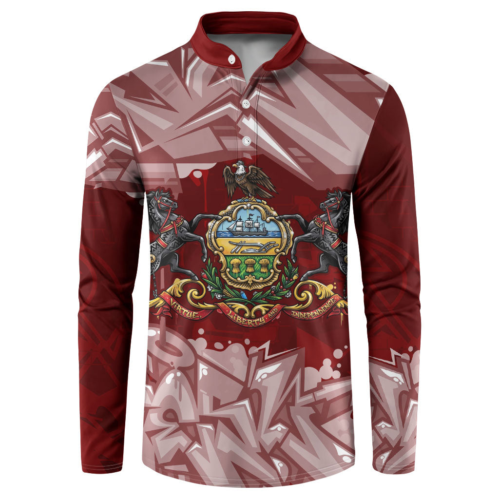Personalized Pennsylvania Coat Of Arms Button Sweatshirt Street Art Graffiti Graphic