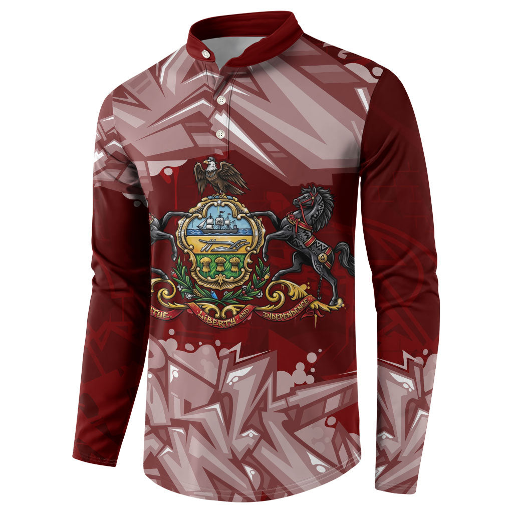 Personalized Pennsylvania Coat Of Arms Button Sweatshirt Street Art Graffiti Graphic