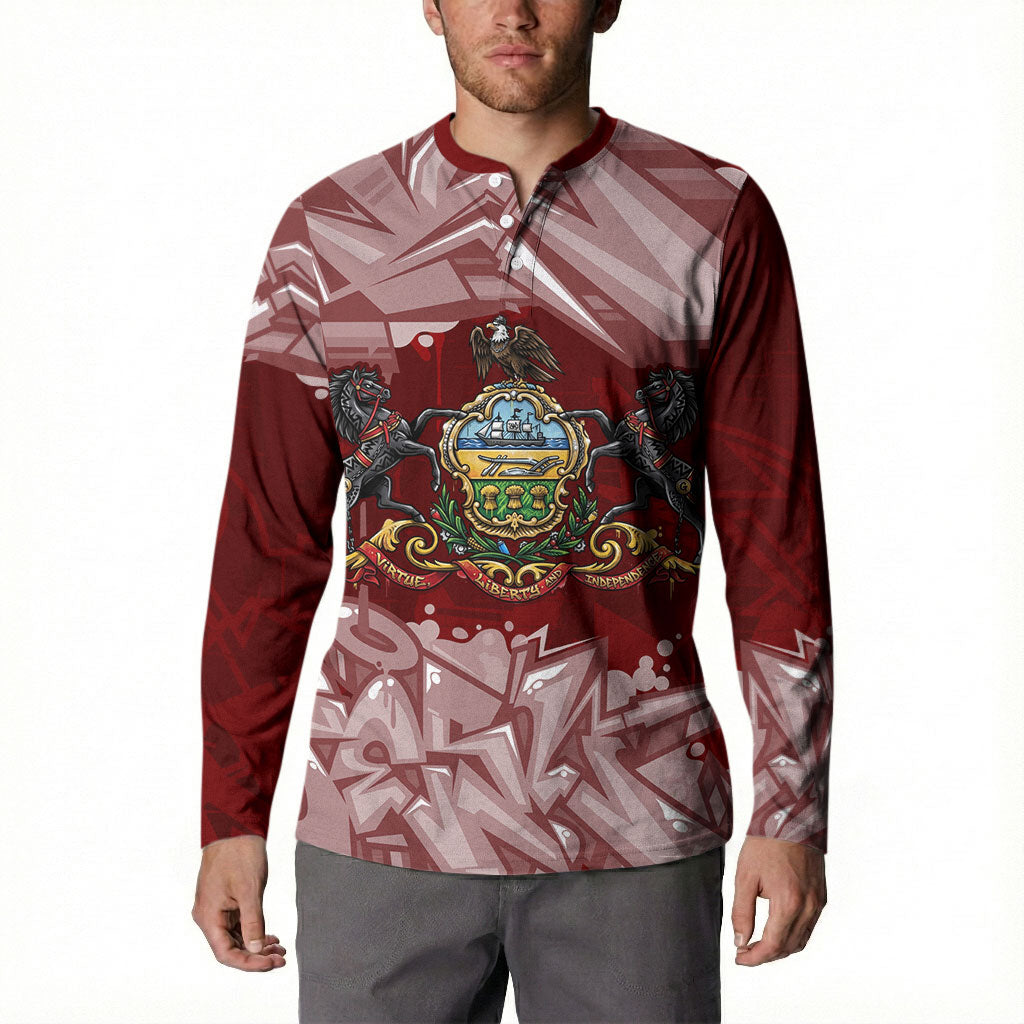 Personalized Pennsylvania Coat Of Arms Button Sweatshirt Street Art Graffiti Graphic