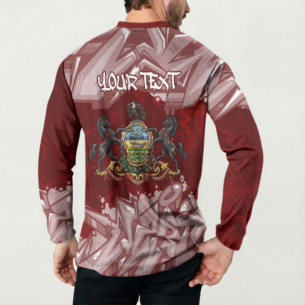 Personalized Pennsylvania Coat Of Arms Button Sweatshirt Street Art Graffiti Graphic