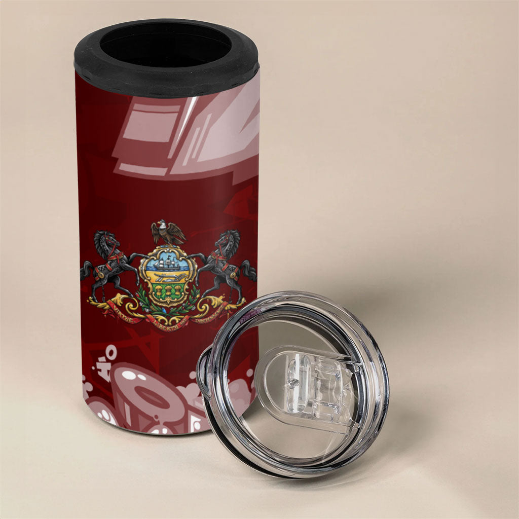 Personalized Pennsylvania Coat Of Arms 4 in 1 Can Cooler Tumbler Street Art Graffiti Graphic