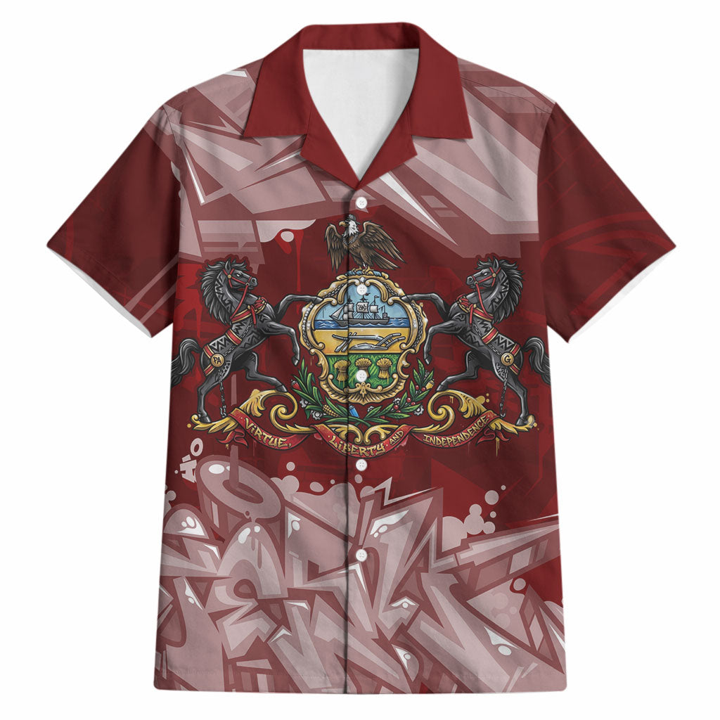 Personalized Pennsylvania Coat Of Arms Hawaiian Shirt Street Art Graffiti Graphic
