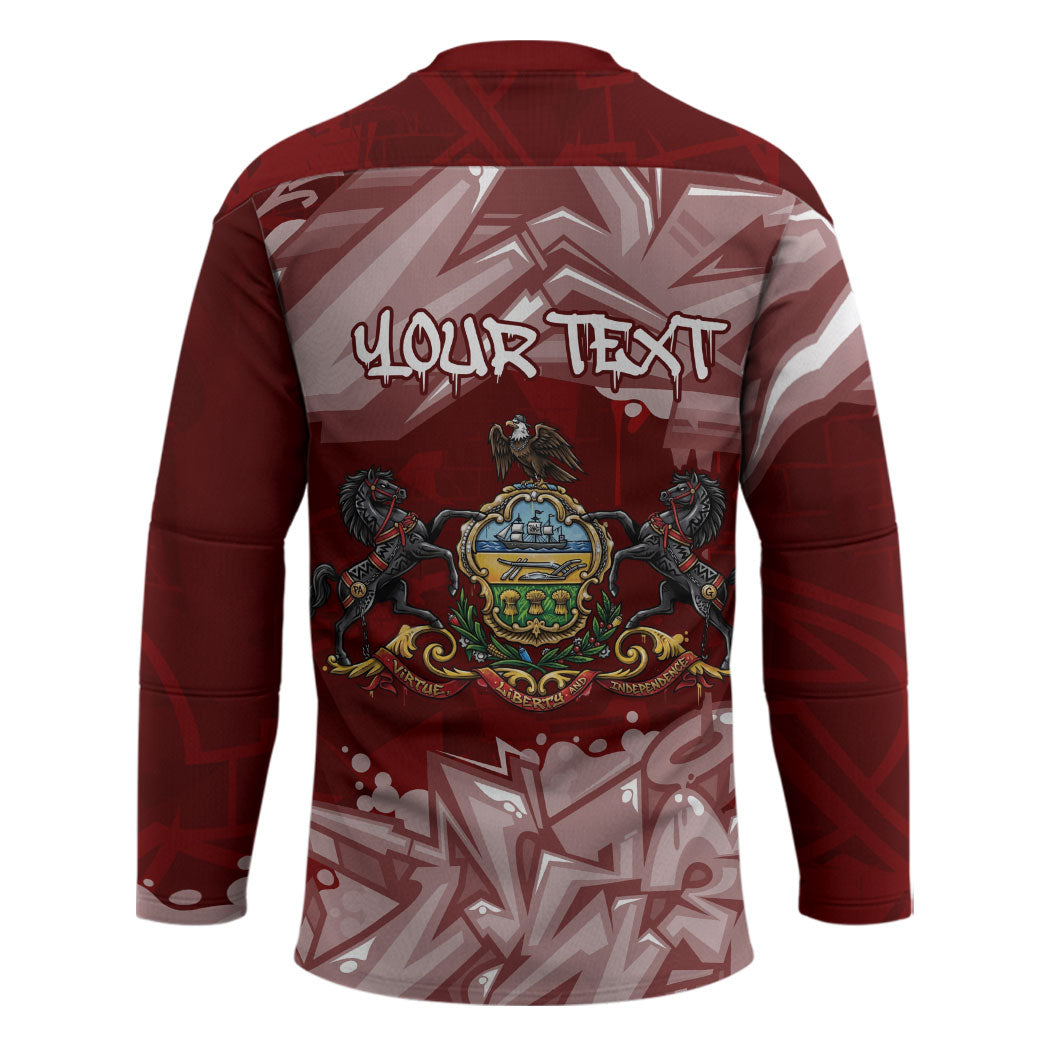 Personalized Pennsylvania Coat Of Arms Hockey Jersey Street Art Graffiti Graphic