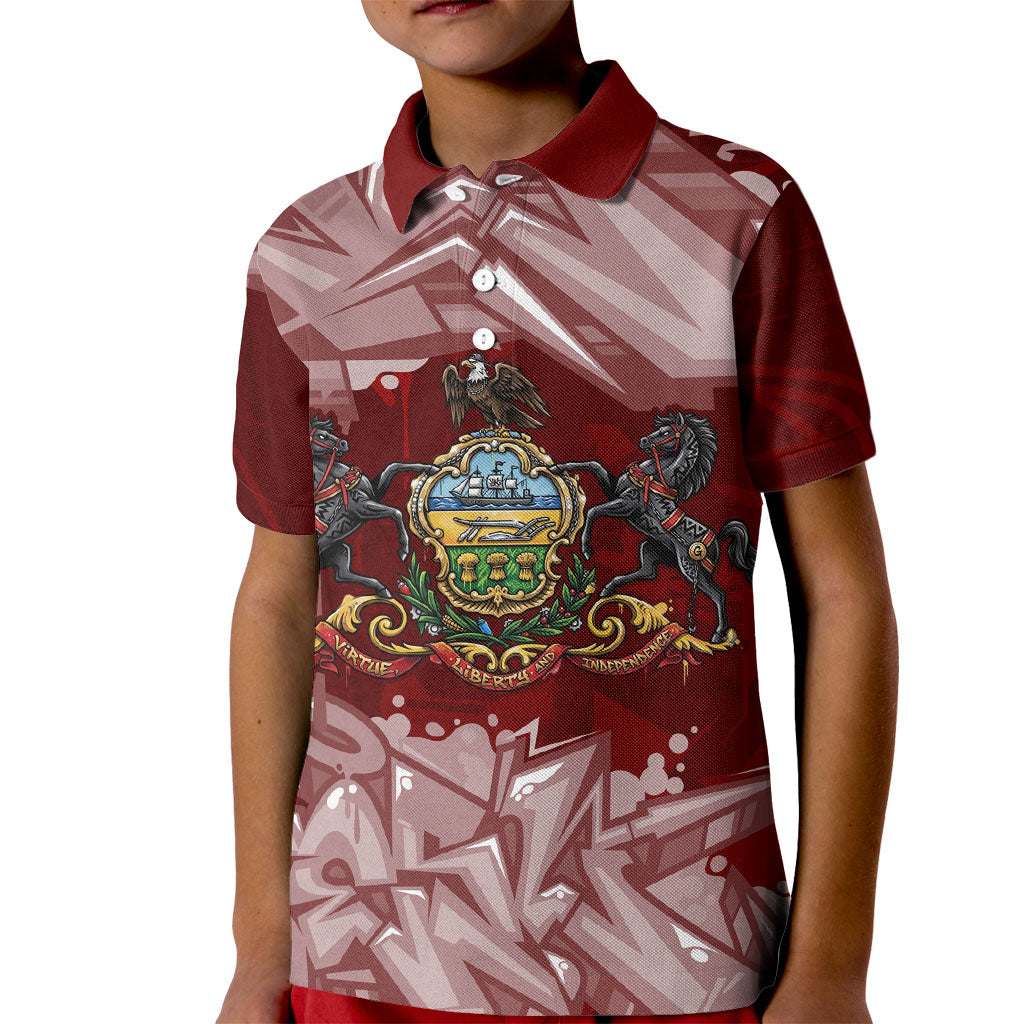 Personalized Pennsylvania Coat Of Arms Kid Polo Shirt Street Art Graffiti Graphic