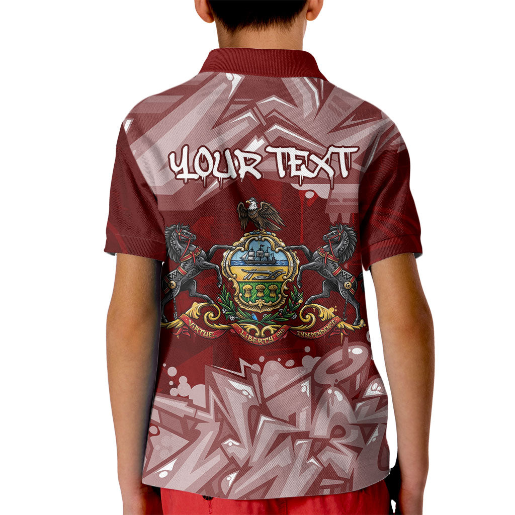 Personalized Pennsylvania Coat Of Arms Kid Polo Shirt Street Art Graffiti Graphic