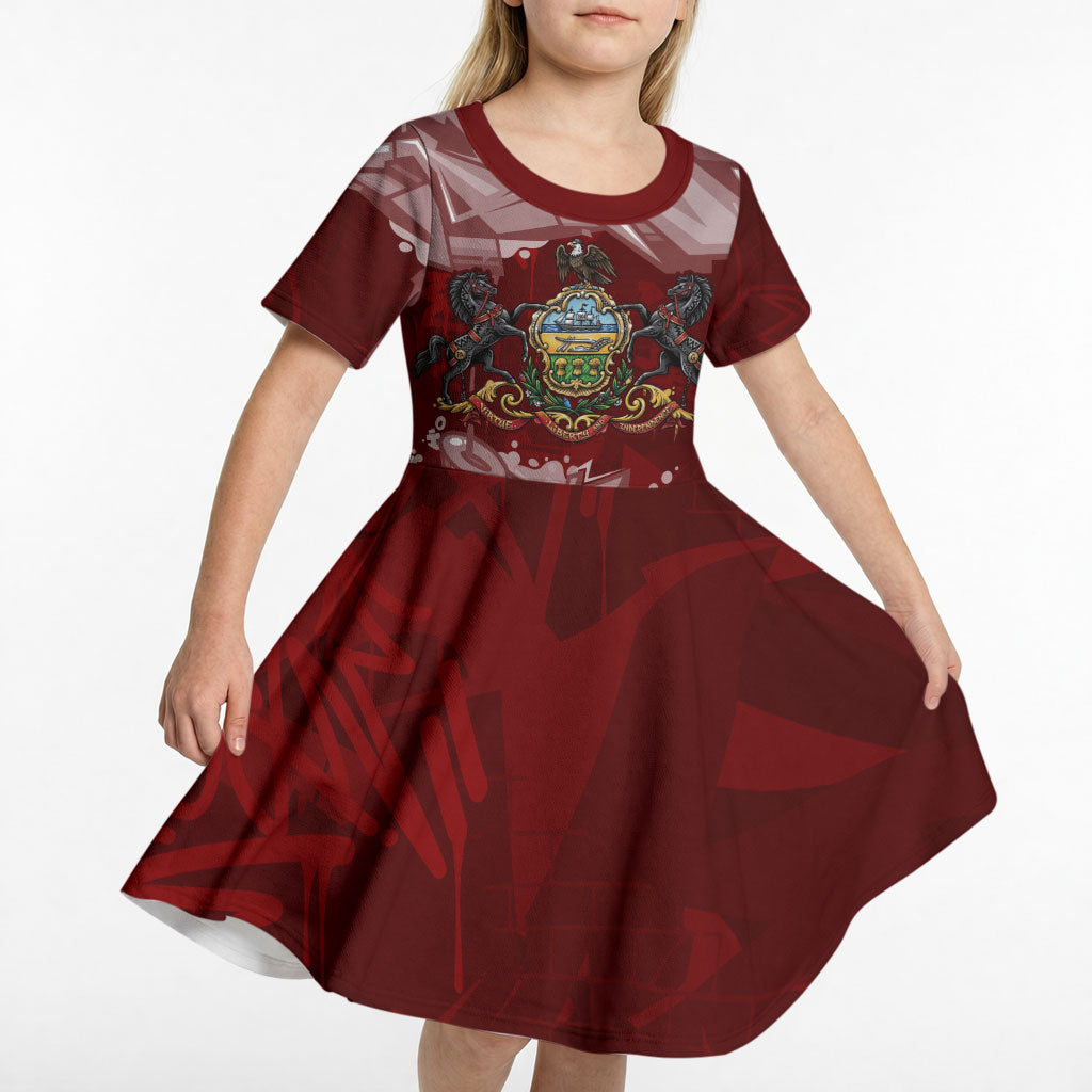 Personalized Pennsylvania Coat Of Arms Kid Short Sleeve Dress Street Art Graffiti Graphic