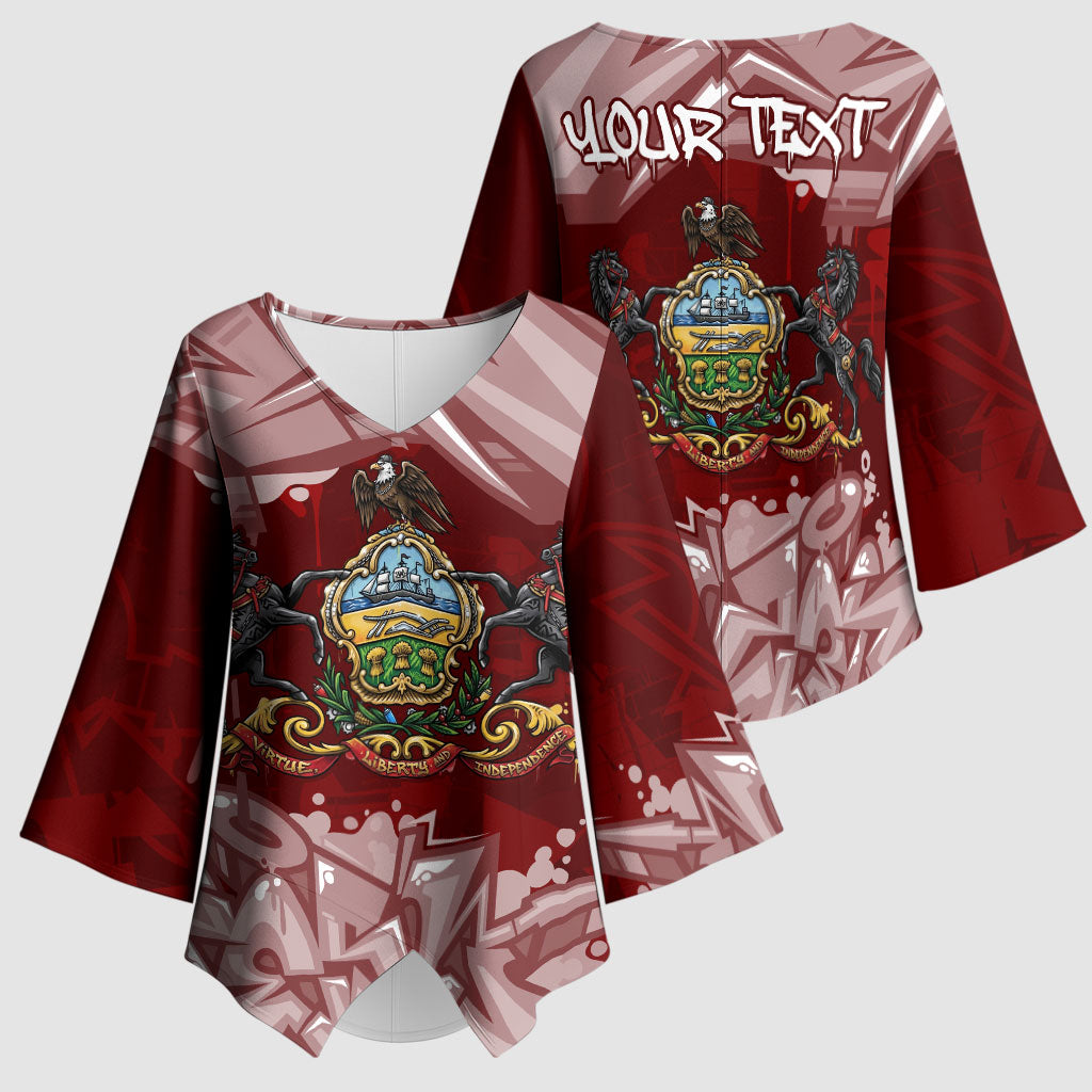 Personalized Pennsylvania Coat Of Arms Kimono Sleeve Blouse Street Art Graffiti Graphic