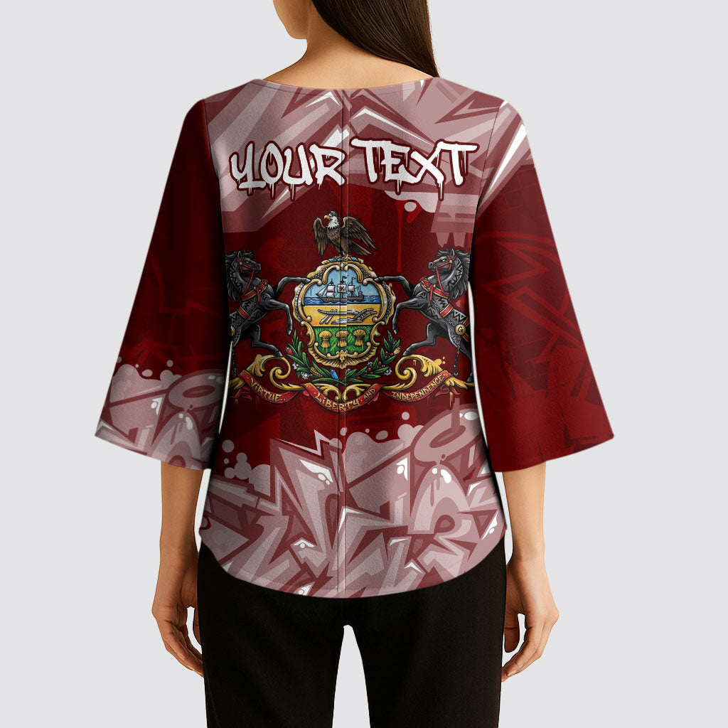 Personalized Pennsylvania Coat Of Arms Kimono Sleeve Blouse Street Art Graffiti Graphic