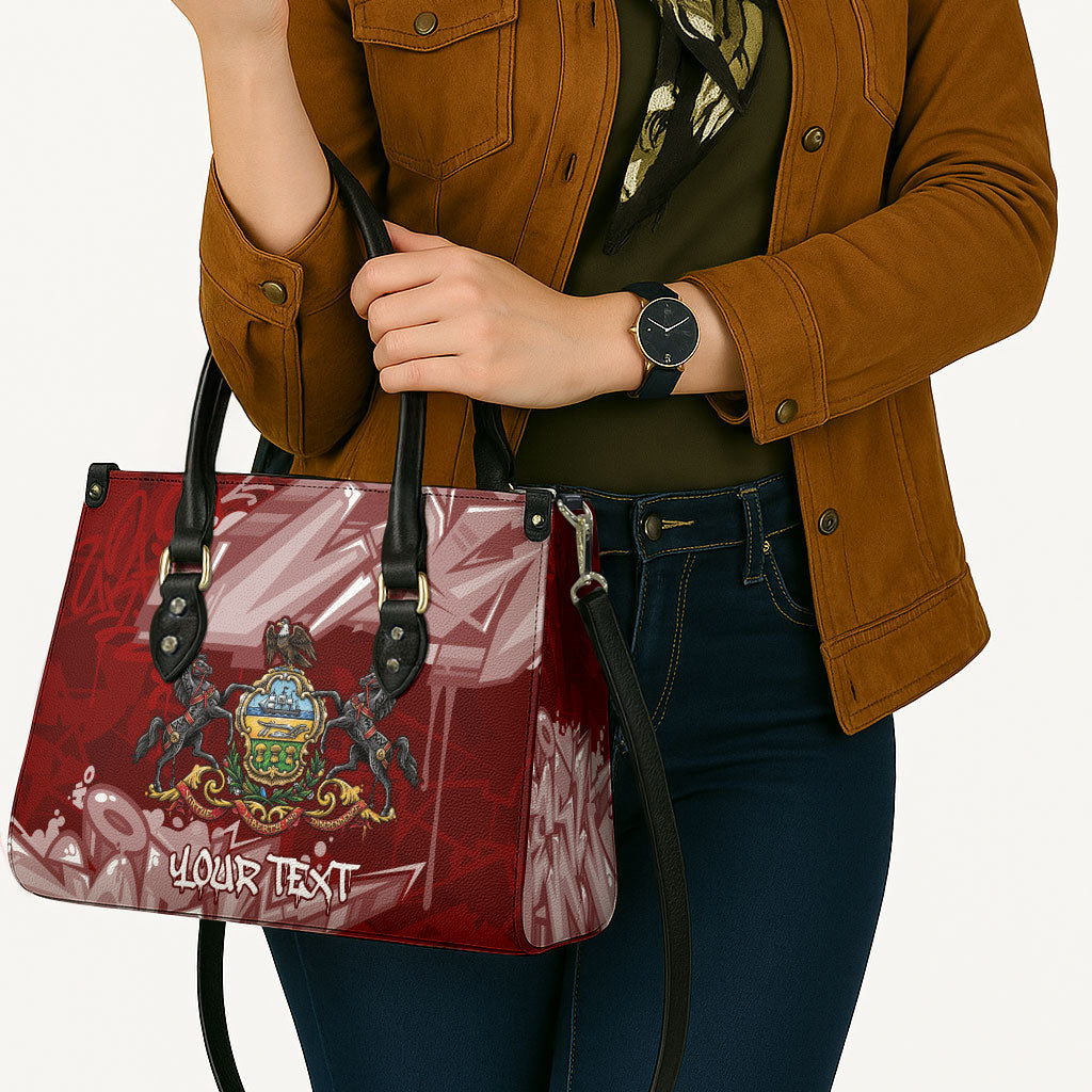 Personalized Pennsylvania Coat Of Arms Leather Bag Street Art Graffiti Graphic