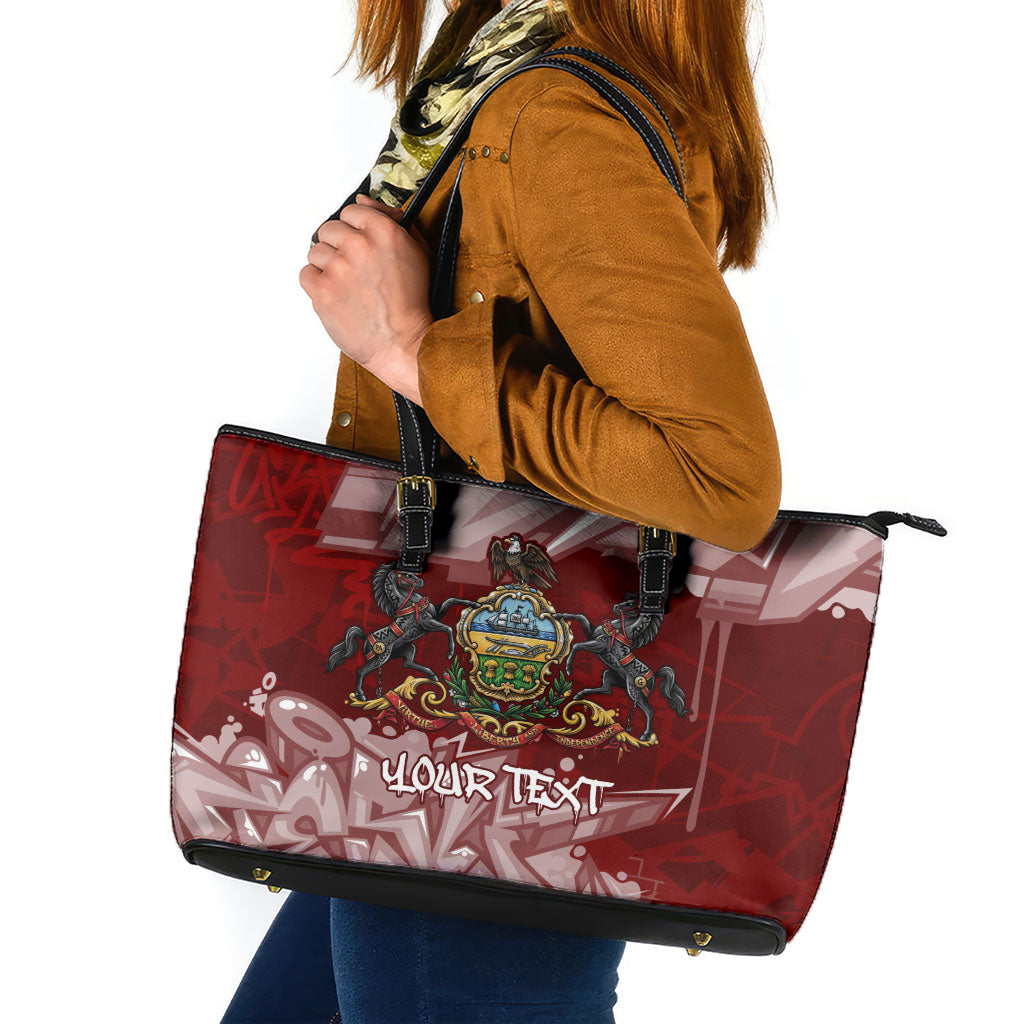 Personalized Pennsylvania Coat Of Arms Leather Tote Bag Street Art Graffiti Graphic