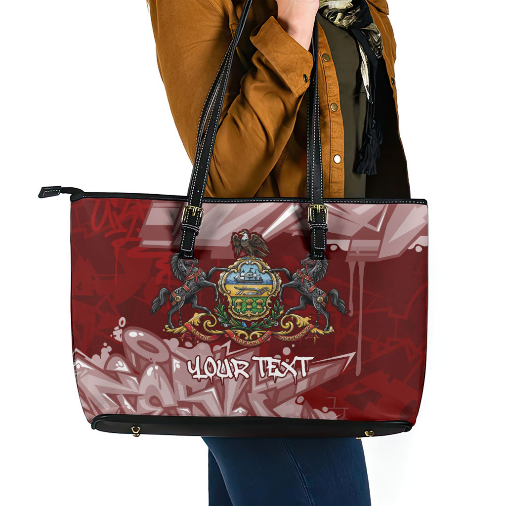 Personalized Pennsylvania Coat Of Arms Leather Tote Bag Street Art Graffiti Graphic