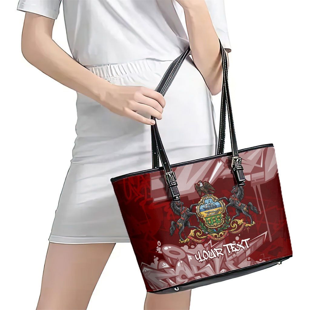 Personalized Pennsylvania Coat Of Arms Leather Tote Bag Street Art Graffiti Graphic