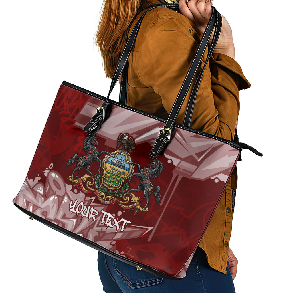 Personalized Pennsylvania Coat Of Arms Leather Tote Bag Street Art Graffiti Graphic