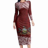 Personalized Pennsylvania Coat Of Arms Long Sleeve Bodycon Dress Street Art Graffiti Graphic
