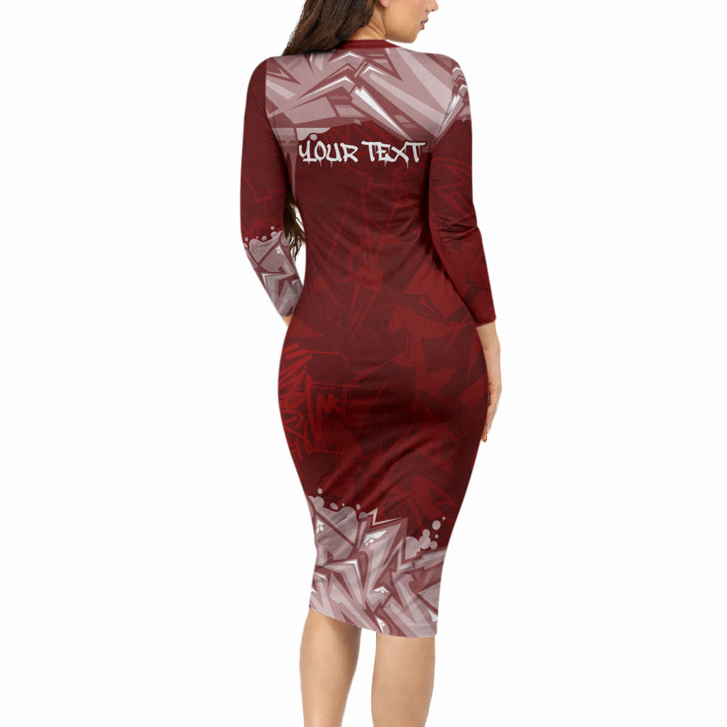 Personalized Pennsylvania Coat Of Arms Long Sleeve Bodycon Dress Street Art Graffiti Graphic