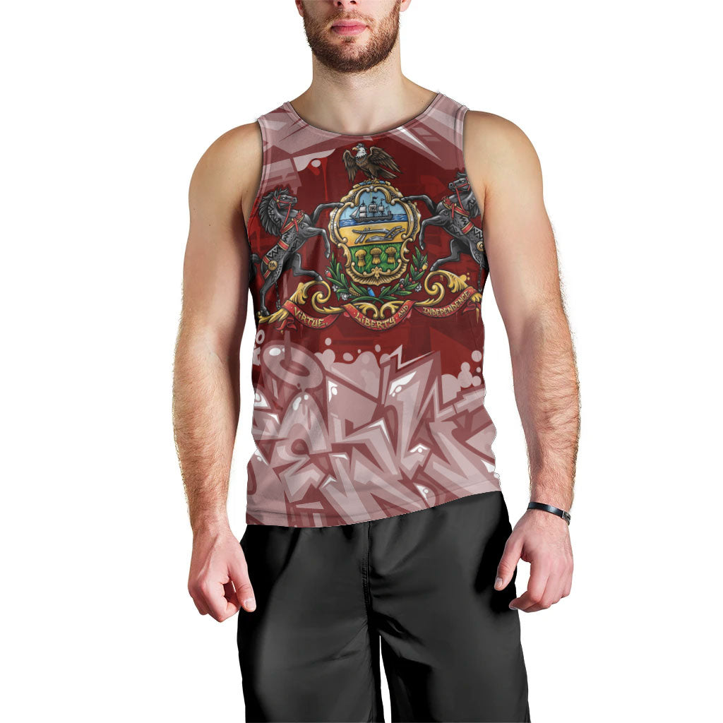 Personalized Pennsylvania Coat Of Arms Men Tank Top Street Art Graffiti Graphic