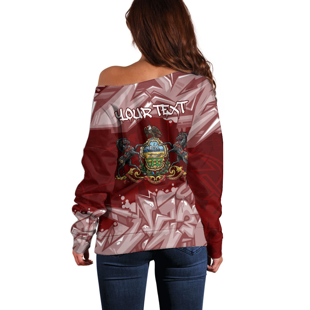 Personalized Pennsylvania Coat Of Arms Off Shoulder Sweater Street Art Graffiti Graphic