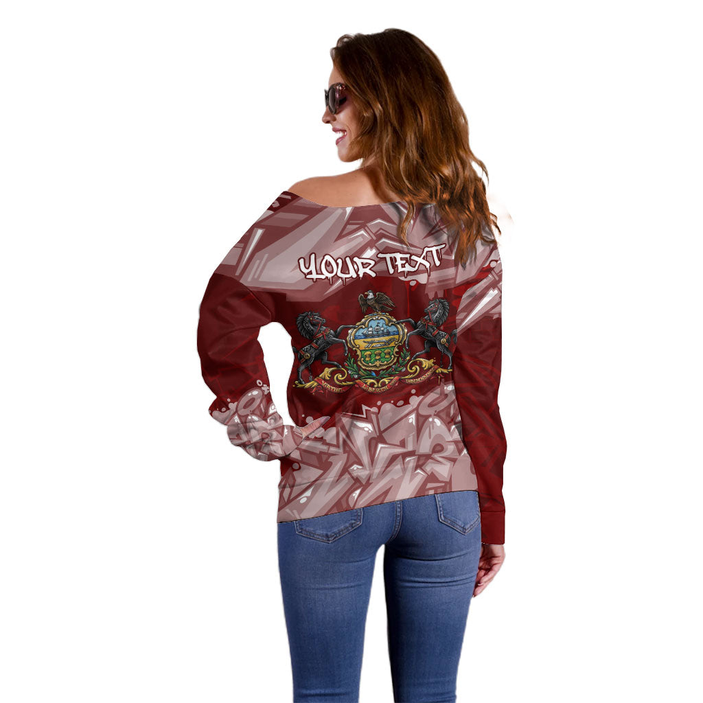 Personalized Pennsylvania Coat Of Arms Off Shoulder Sweater Street Art Graffiti Graphic