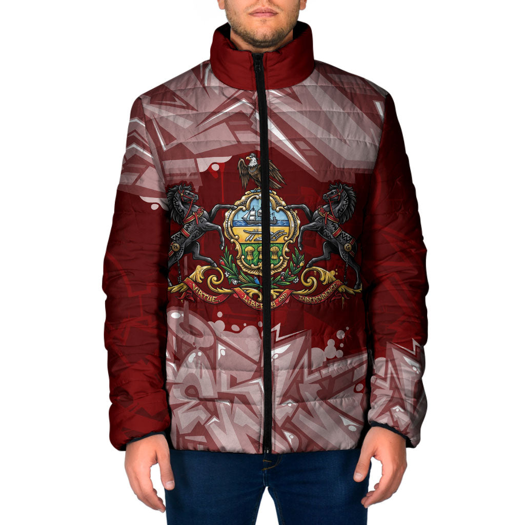 Personalized Pennsylvania Coat Of Arms Padded Jacket Street Art Graffiti Graphic
