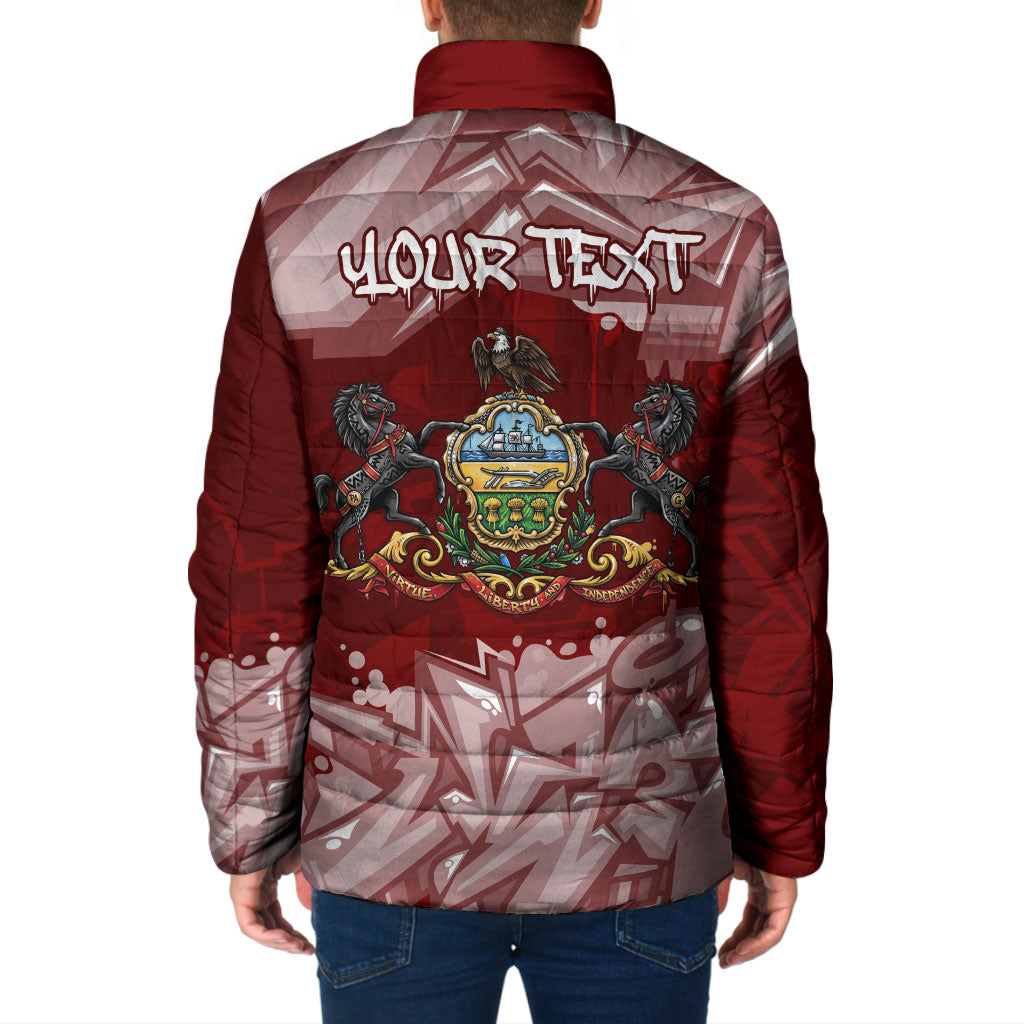 Personalized Pennsylvania Coat Of Arms Padded Jacket Street Art Graffiti Graphic