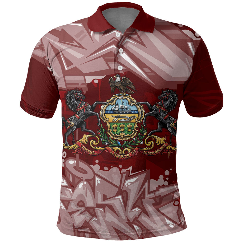 Personalized Pennsylvania Coat Of Arms Polo Shirt Street Art Graffiti Graphic