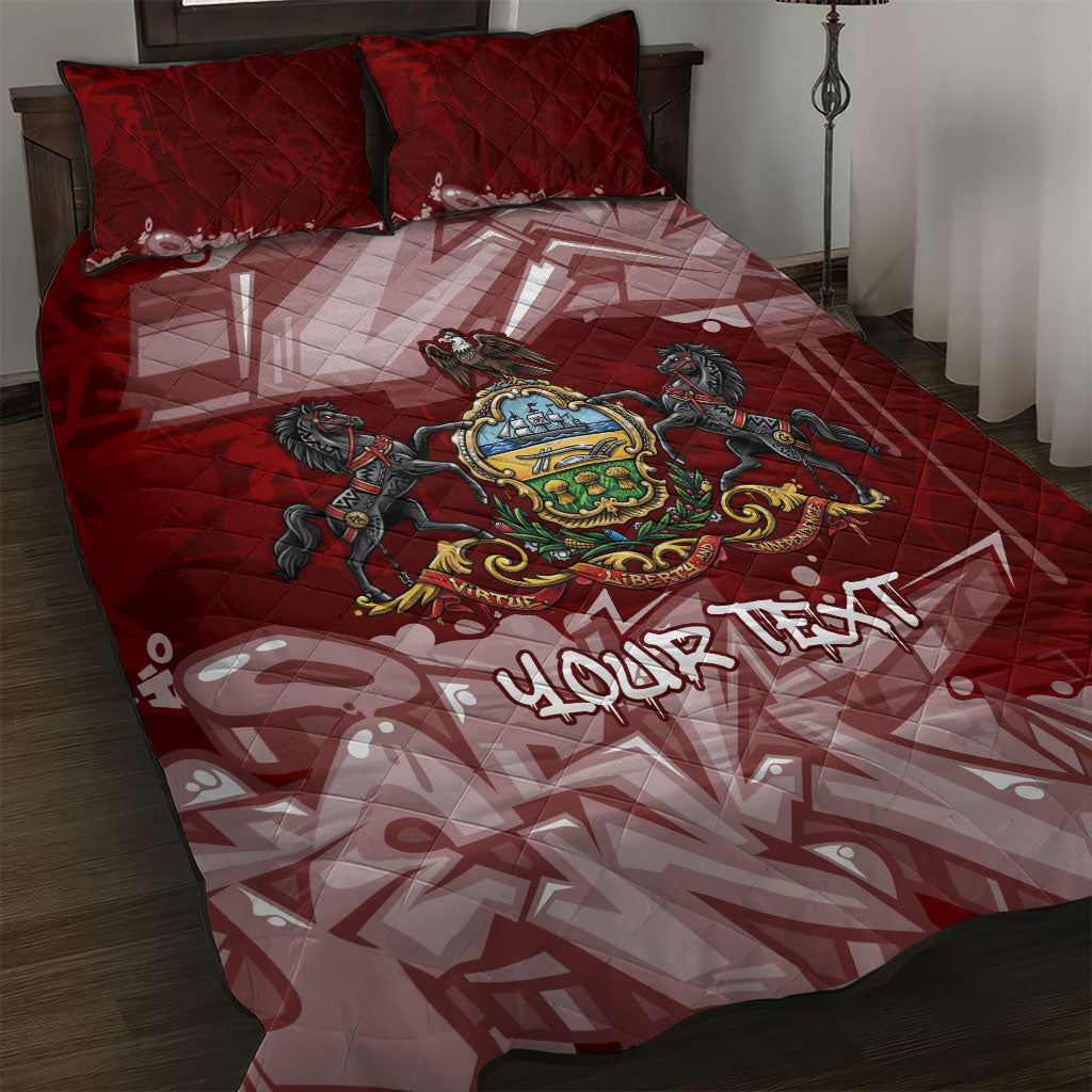 Personalized Pennsylvania Coat Of Arms Quilt Bed Set Street Art Graffiti Graphic