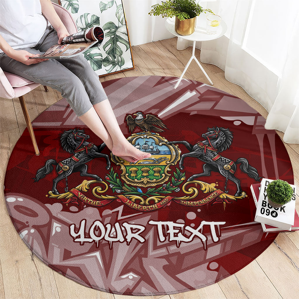 Personalized Pennsylvania Coat Of Arms Round Carpet Street Art Graffiti Graphic