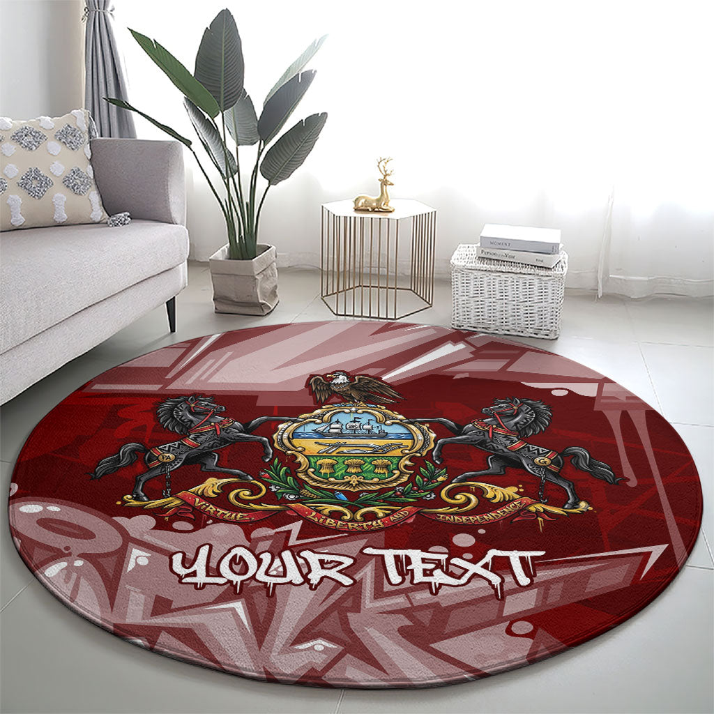 Personalized Pennsylvania Coat Of Arms Round Carpet Street Art Graffiti Graphic