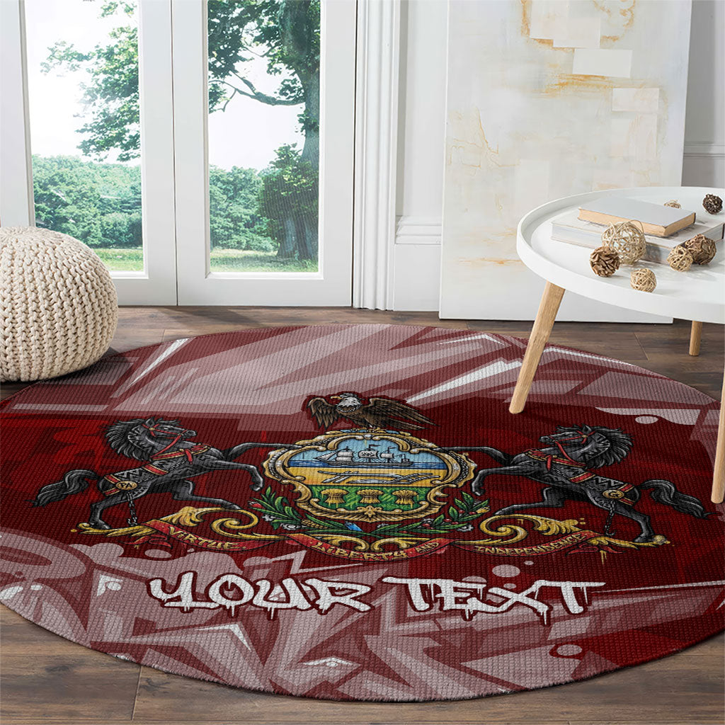 Personalized Pennsylvania Coat Of Arms Round Carpet Street Art Graffiti Graphic