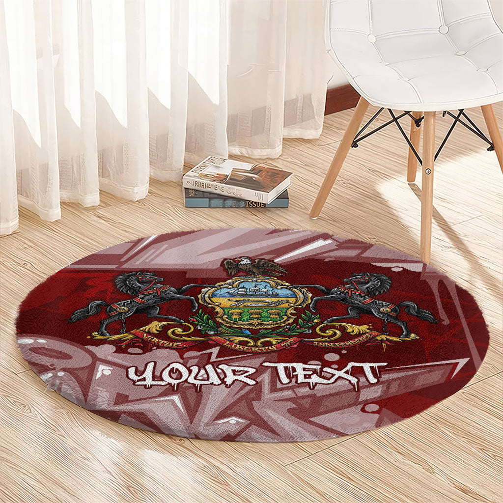 Personalized Pennsylvania Coat Of Arms Round Carpet Street Art Graffiti Graphic