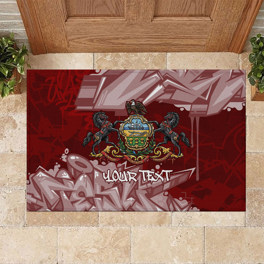 Personalized Pennsylvania Coat Of Arms Rubber Doormat Street Art Graffiti Graphic