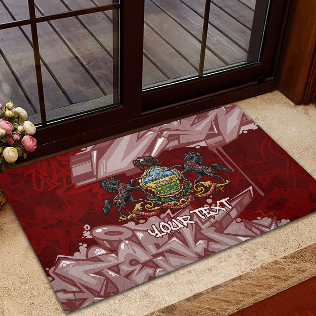 Personalized Pennsylvania Coat Of Arms Rubber Doormat Street Art Graffiti Graphic