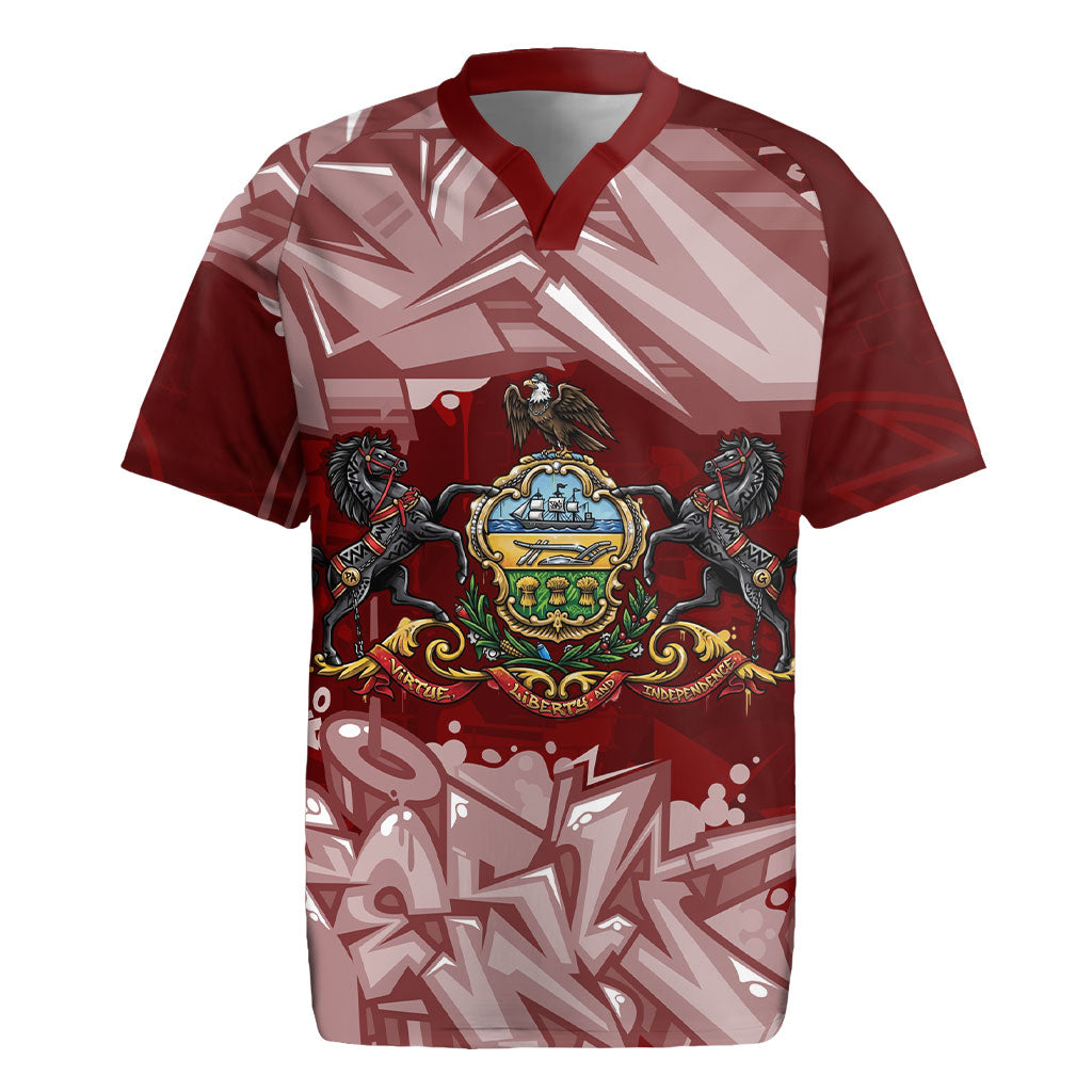 Personalized Pennsylvania Coat Of Arms Rugby Jersey Street Art Graffiti Graphic