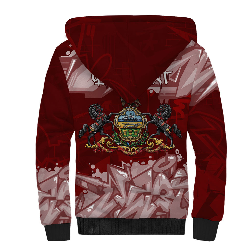 Personalized Pennsylvania Coat Of Arms Sherpa Hoodie Street Art Graffiti Graphic