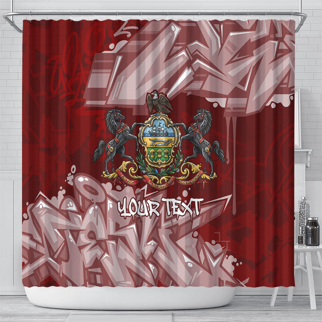 Personalized Pennsylvania Coat Of Arms Shower Curtain Street Art Graffiti Graphic