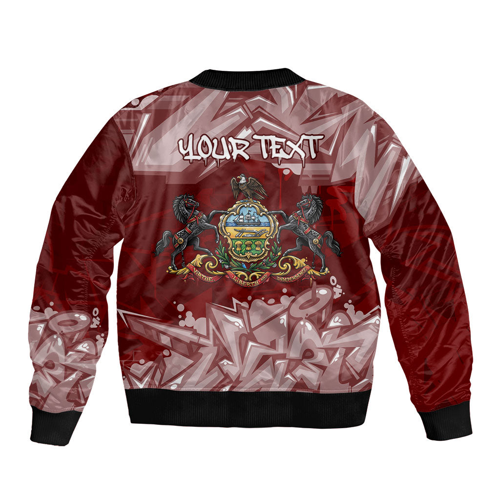 Personalized Pennsylvania Coat Of Arms Sleeve Zip Bomber Jacket Street Art Graffiti Graphic