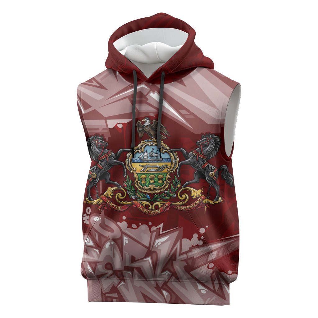 Personalized Pennsylvania Coat Of Arms Sleeveless Hoodie Street Art Graffiti Graphic