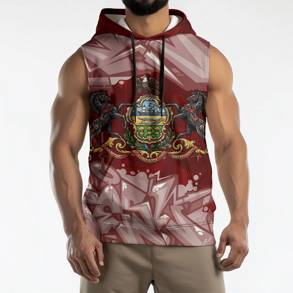 Personalized Pennsylvania Coat Of Arms Sleeveless Hoodie Street Art Graffiti Graphic