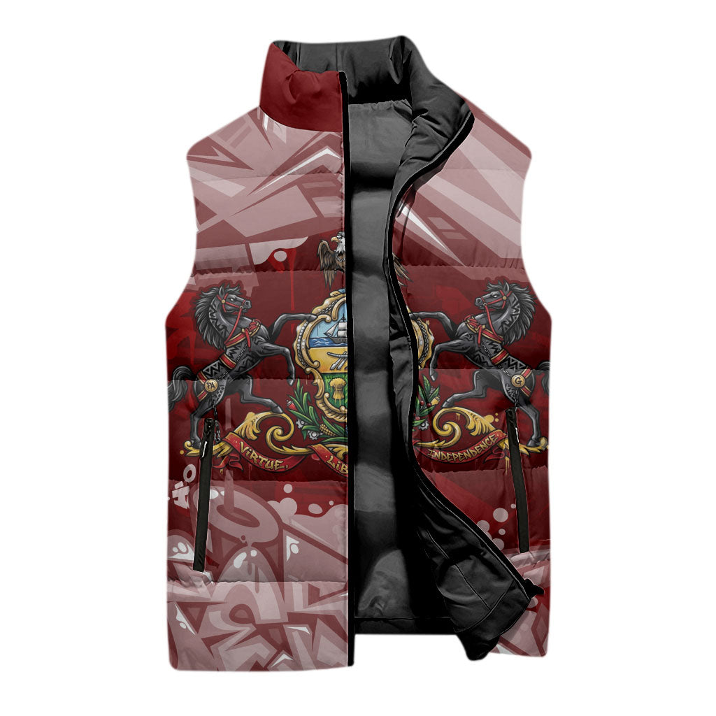 Personalized Pennsylvania Coat Of Arms Sleeveless Puffer Jacket Street Art Graffiti Graphic