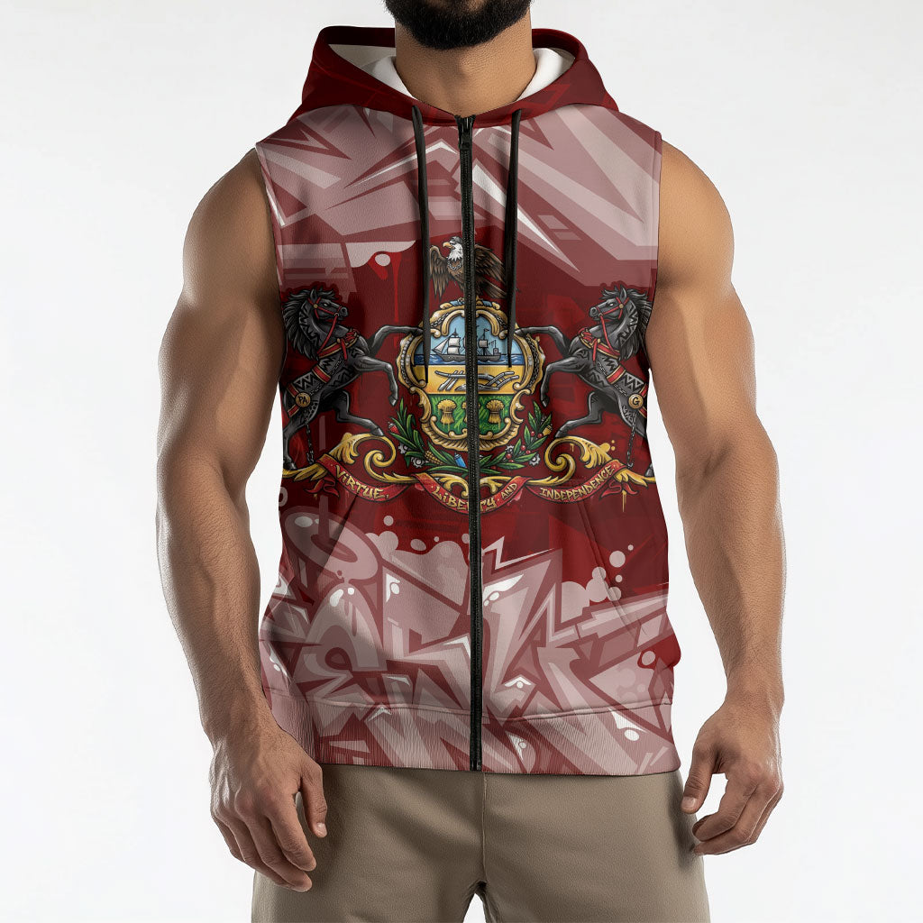 Personalized Pennsylvania Coat Of Arms Sleeveless Zip Hoodie Street Art Graffiti Graphic
