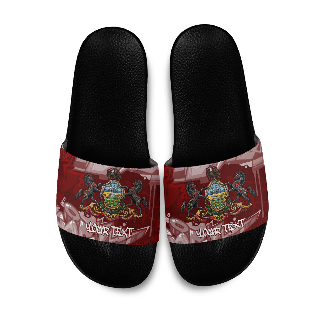 Personalized Pennsylvania Coat Of Arms Slide Sandals Street Art Graffiti Graphic