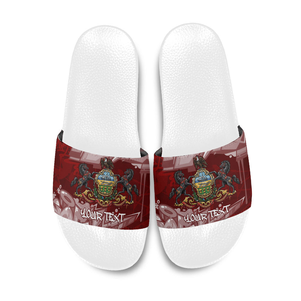 Personalized Pennsylvania Coat Of Arms Slide Sandals Street Art Graffiti Graphic