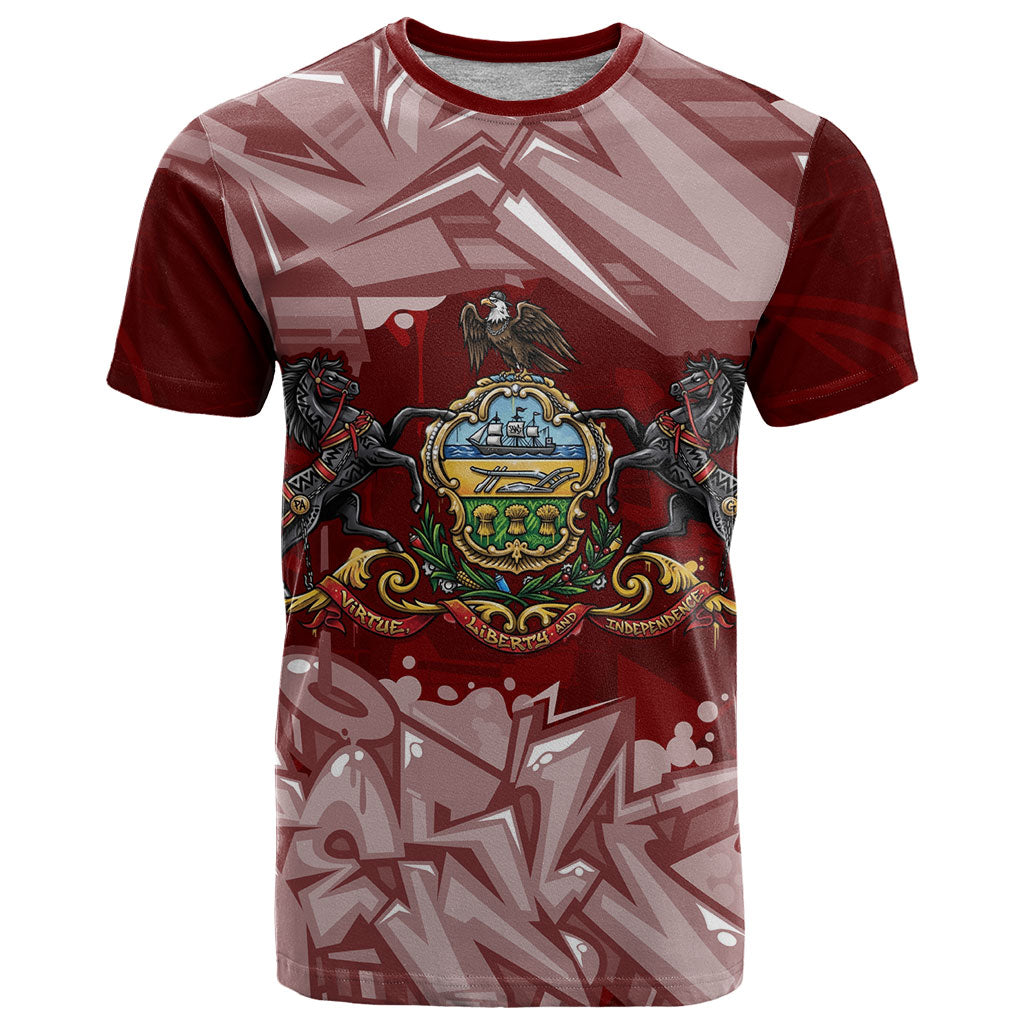 Personalized Pennsylvania Coat Of Arms T Shirt Street Art Graffiti Graphic
