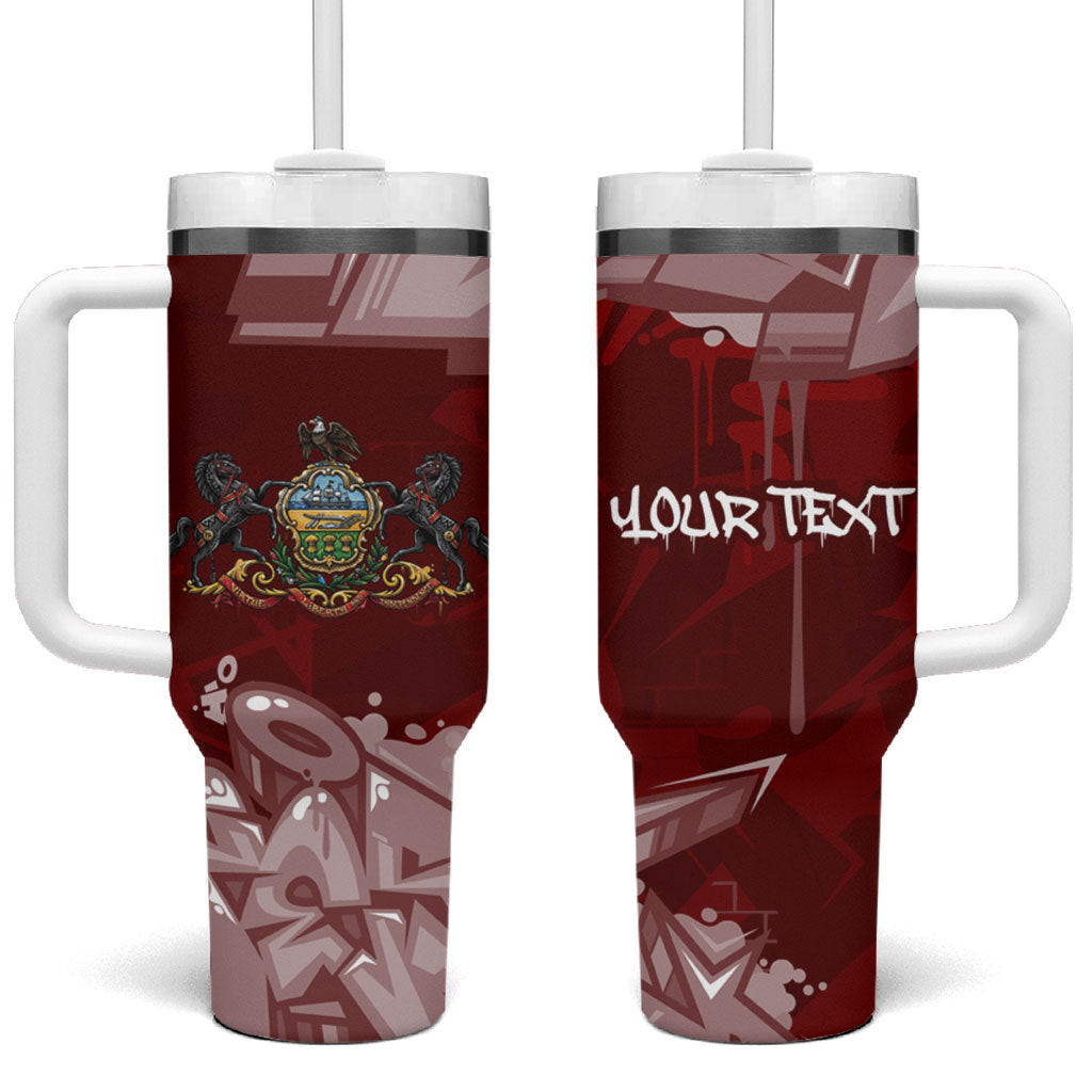 Personalized Pennsylvania Coat Of Arms Tumbler With Handle Street Art Graffiti Graphic